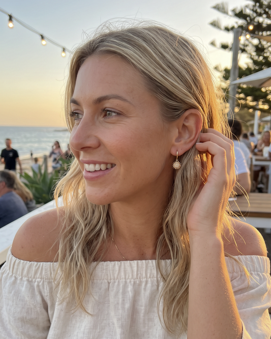 Sunburst Huggie Earrings - Gold