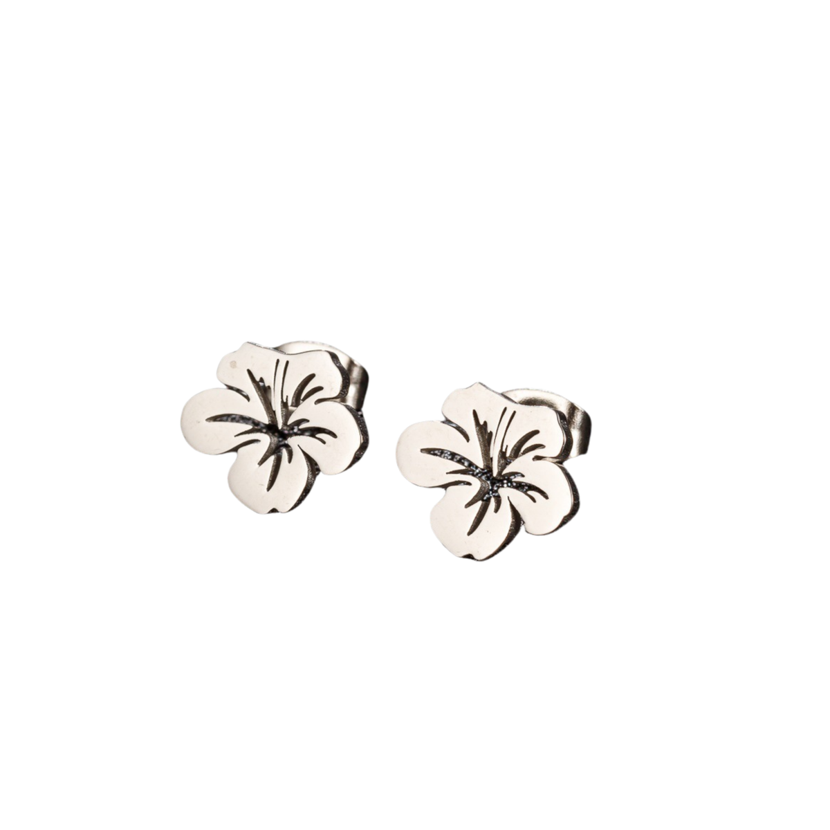 Hibiscus Studs - Silver