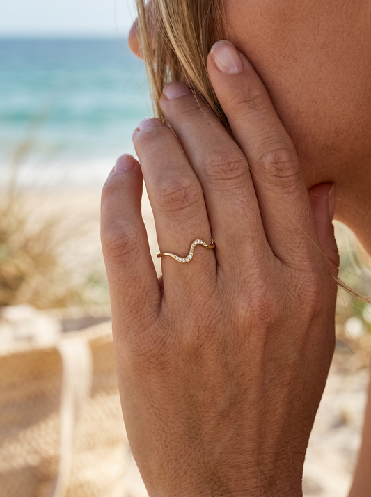 Coastal Curve Ring – Premium Collection - Gold