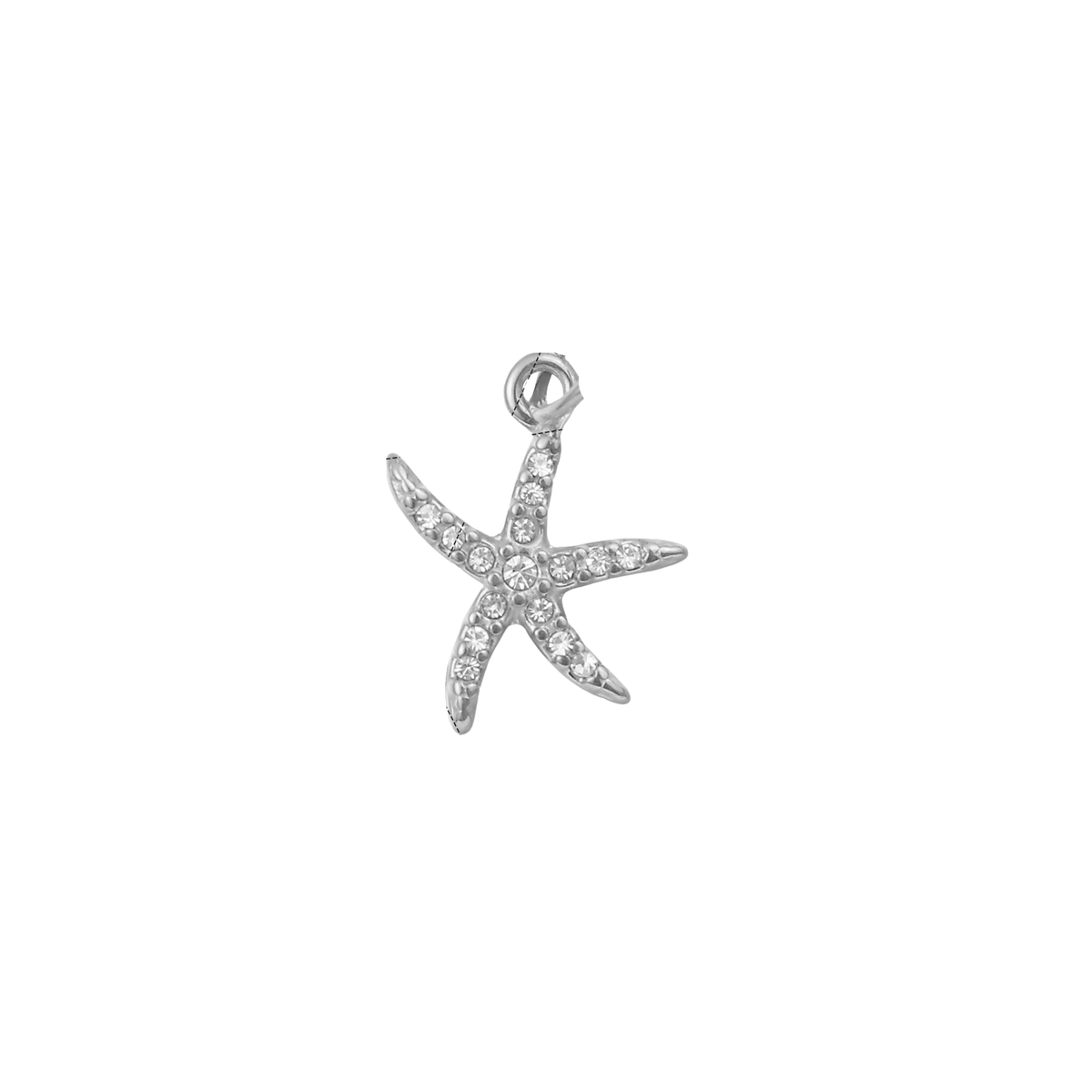 Coastal Sparkle Starfish Charm by KJAYDE in silver tone with clear crystal-style detailing