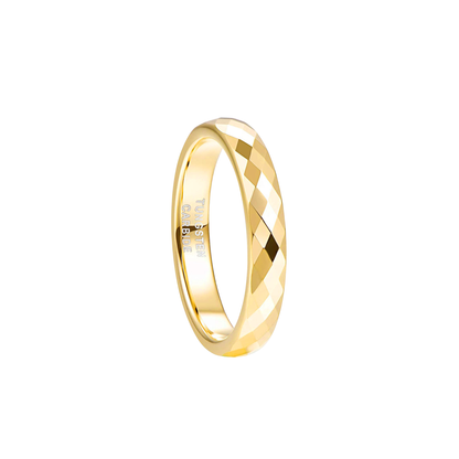 Drift Ring in gold featuring a minimalist faceted stainless steel band with a waterproof, tarnish-resistant finish.