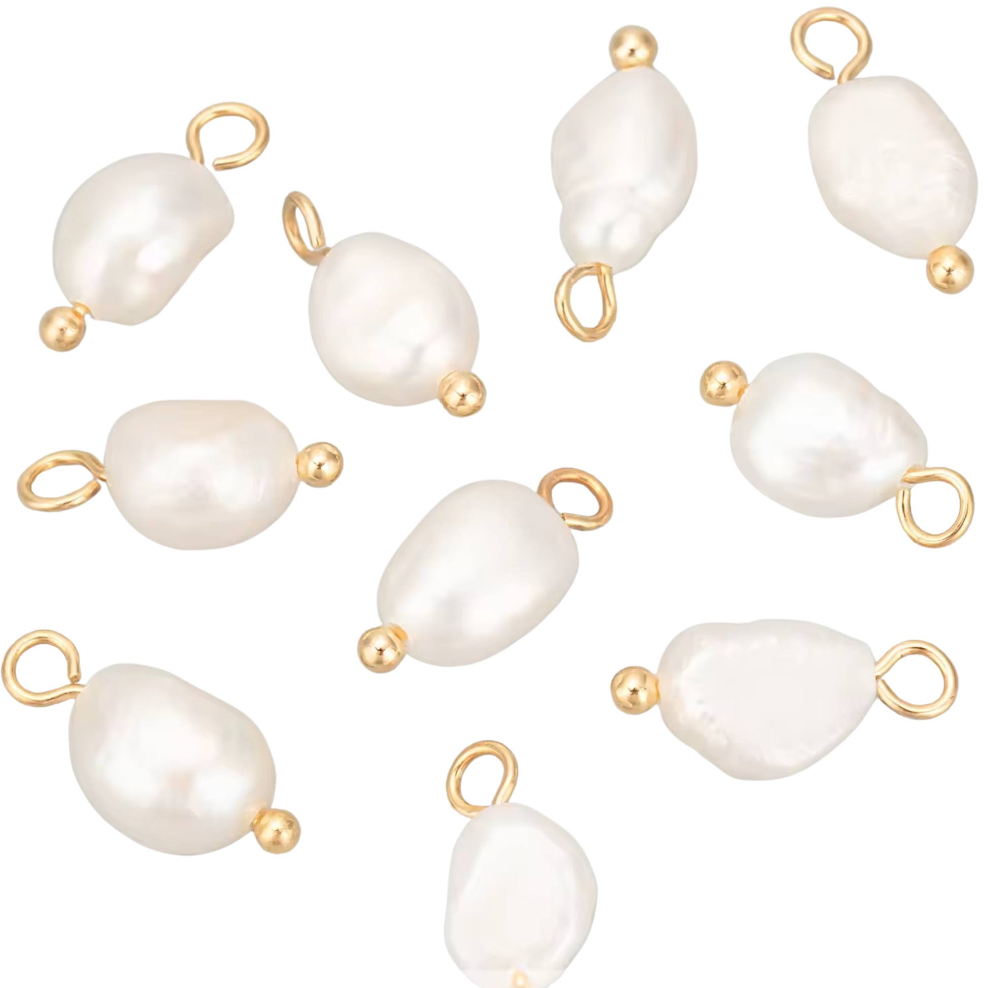 Kjayde Statement Freshwater Pearl Charm available in White and Blush genuine freshwater pearl with 18k gold-plated stainless steel findings.