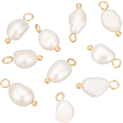 Kjayde Statement Freshwater Pearl Charm available in White and Blush genuine freshwater pearl with 18k gold-plated stainless steel findings.