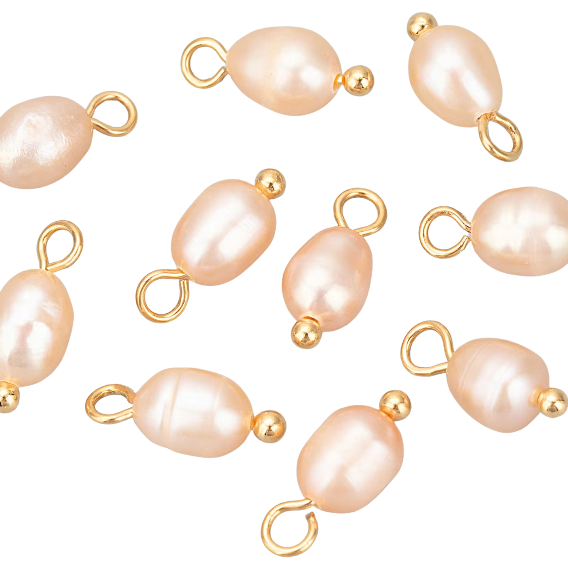 Kjayde Statement Freshwater Pearl Charm available in White and Blush genuine freshwater pearl with 18k gold-plated stainless steel findings.