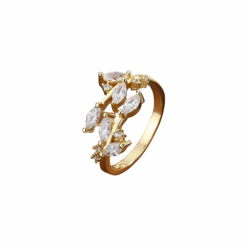Piper gold vine cluster ring with marquise and round-cut stones