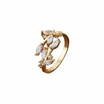 Piper gold vine cluster ring with marquise and round-cut stones