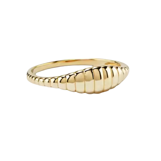 Tidal Shell Ring in gold featuring an elegant seashell-inspired design with a polished waterproof finish.