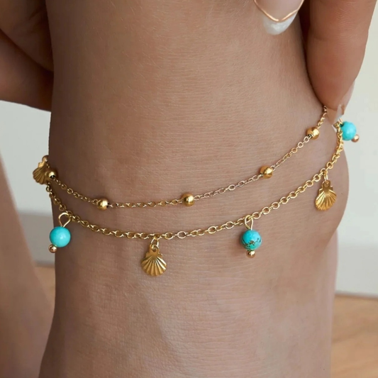 Gold Coastal Shell Anklet
