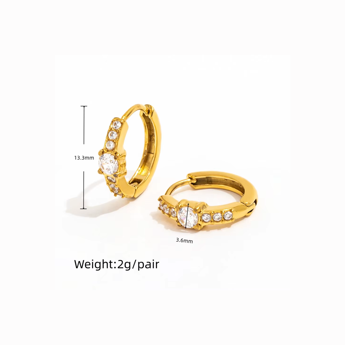 Luna Solitaire Huggie Hoops