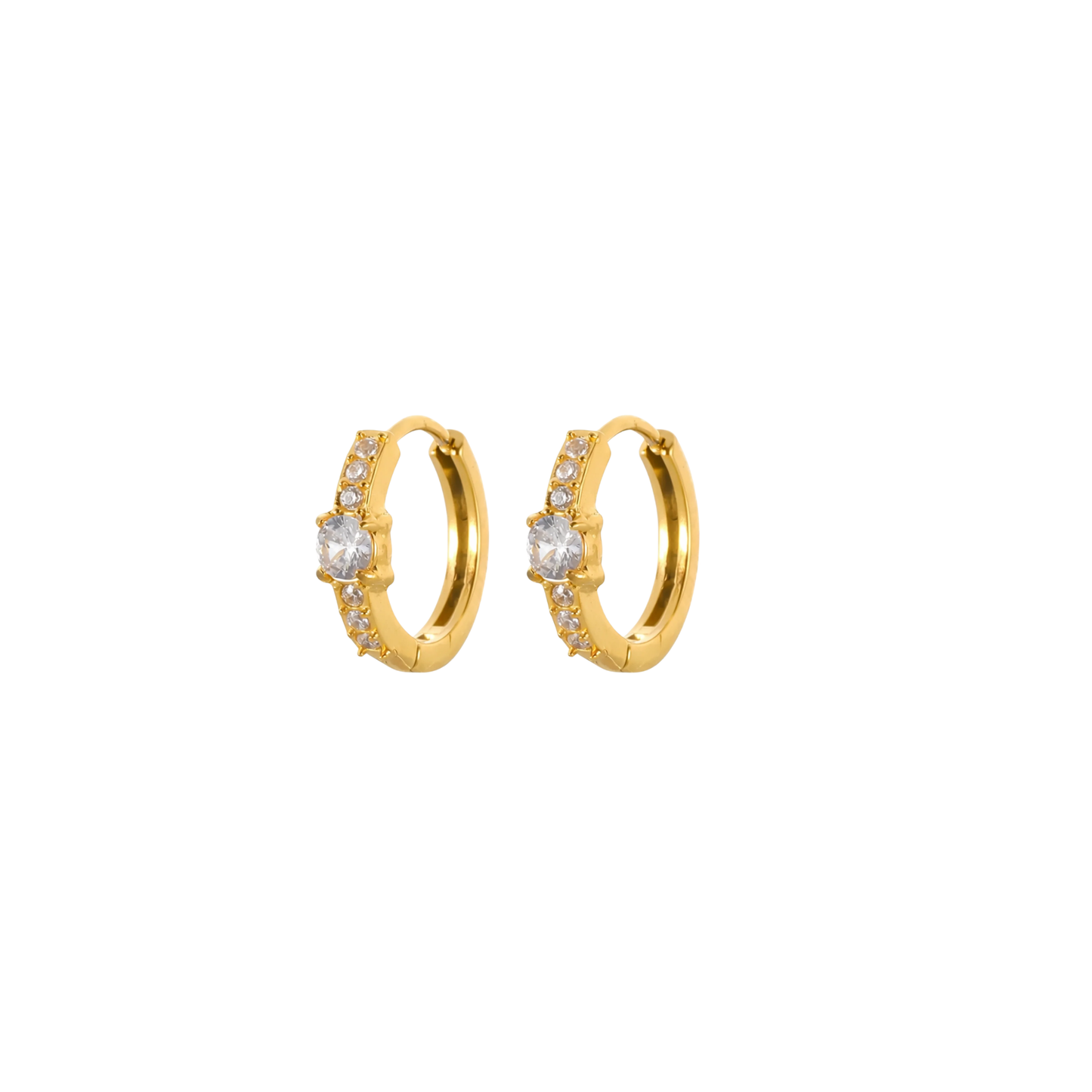 Luna Solitaire Huggie Hoops
