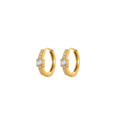 Luna Solitaire Huggie Hoops
