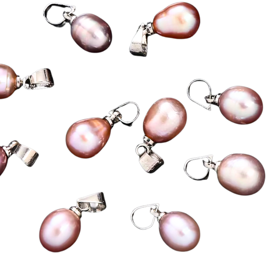 Silver Pink Pearl Pendant Charm