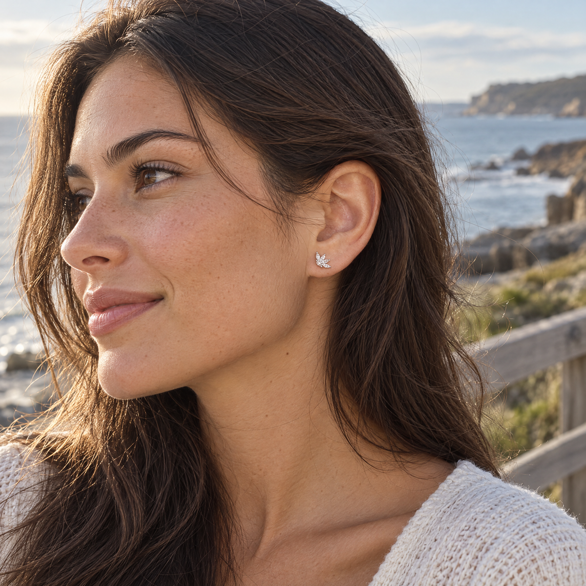 Elara Petal Studs – Silver