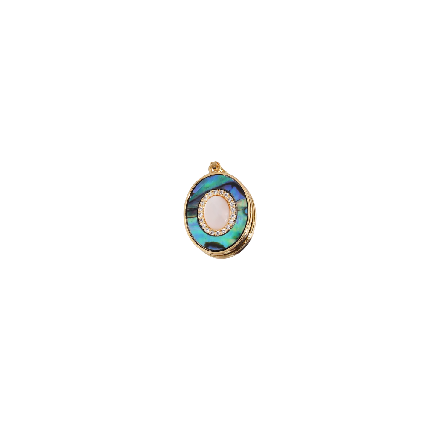 Abalone Oval Charm by KJAYDE, gold coastal shell charm with luminous abalone-style oval detail for necklaces and bracelets