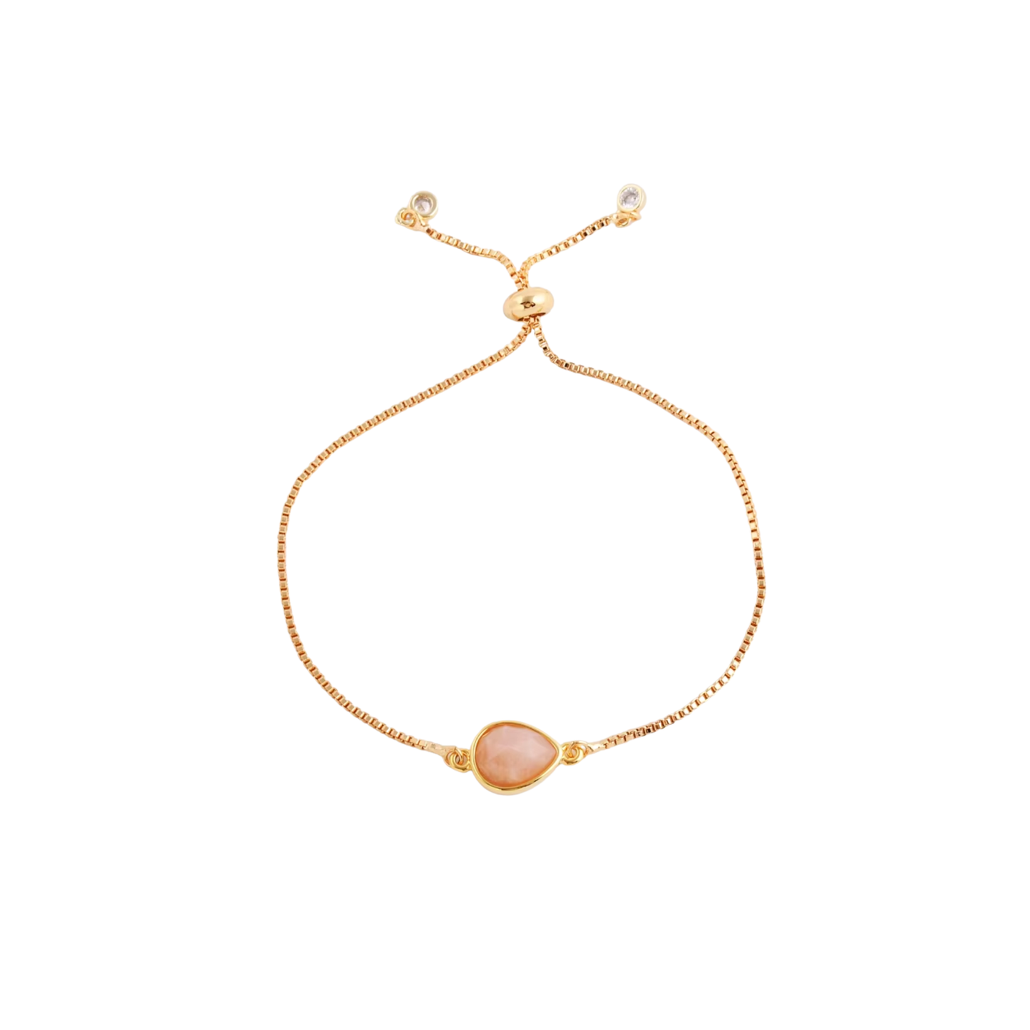 Aria Bracelet 18K gold adjustable slider bracelet with natural stone detail, minimal coastal jewellery