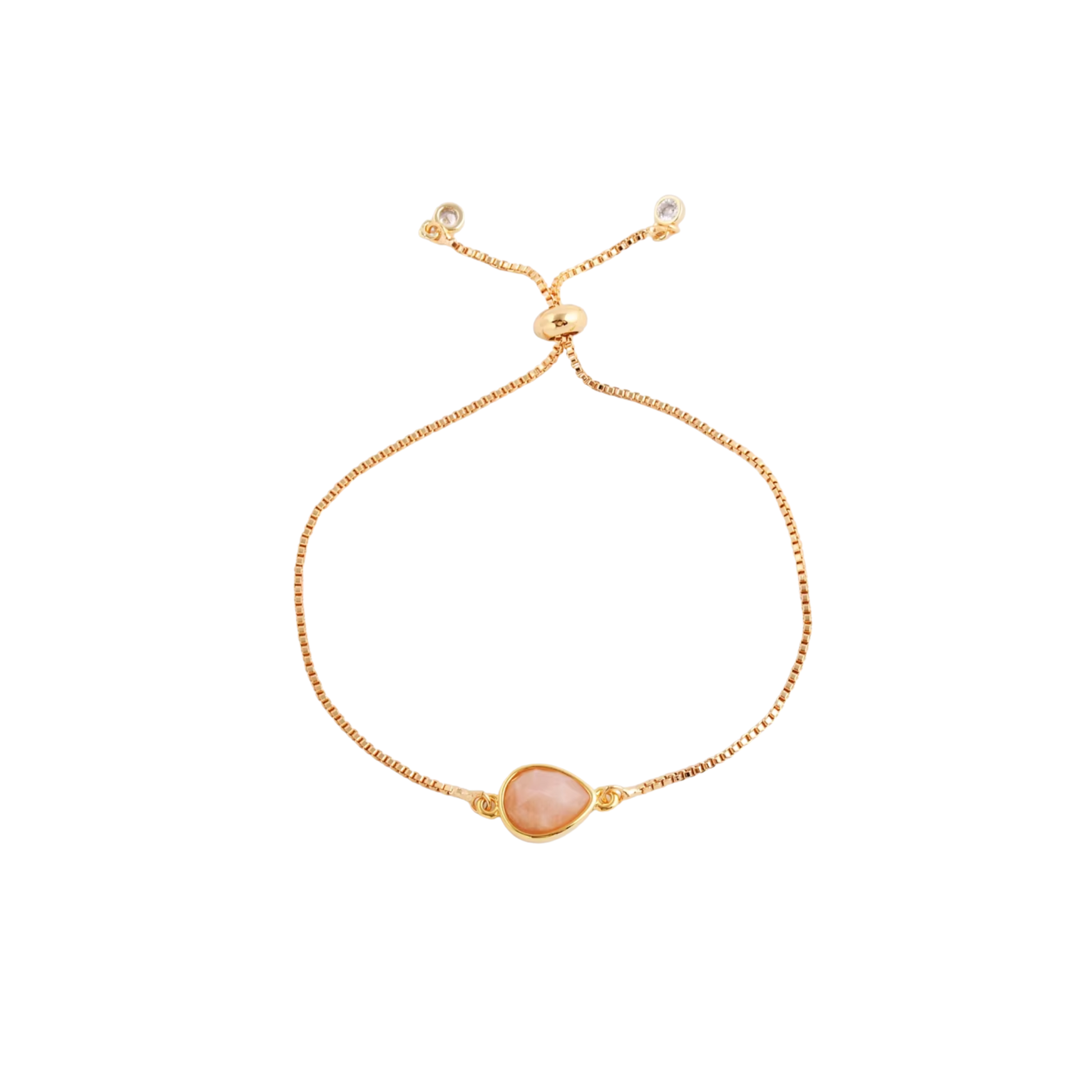 Aria Bracelet 18K gold adjustable slider bracelet with natural stone detail, minimal coastal jewellery