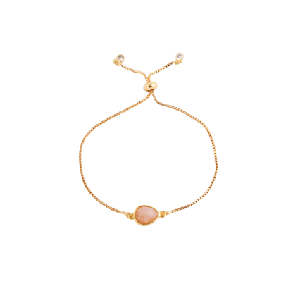 Aria Bracelet 18K gold adjustable slider bracelet with natural stone detail, minimal coastal jewellery