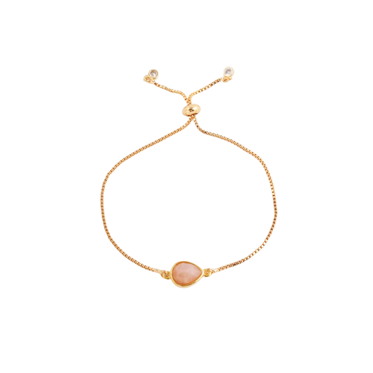 Aria Bracelet 18K gold adjustable slider bracelet with natural stone detail, minimal coastal jewellery