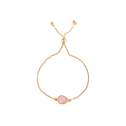 Aria Bracelet 18K gold adjustable slider bracelet with natural stone detail, minimal coastal jewellery