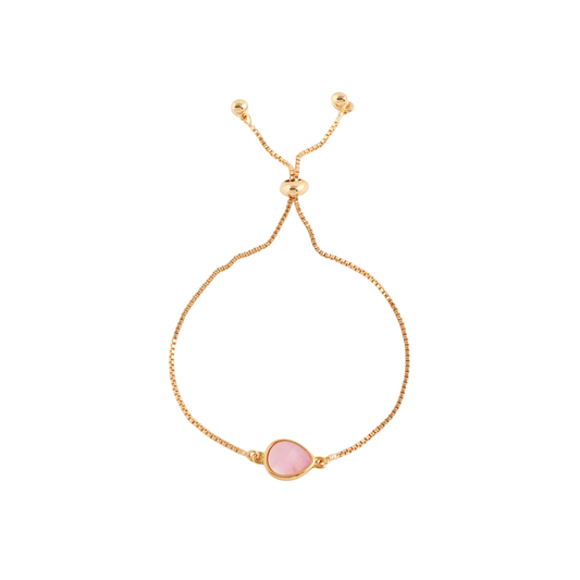Aria Bracelet 18K gold adjustable slider bracelet with natural stone detail, minimal coastal jewellery