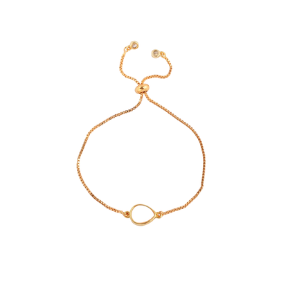 Aria Bracelet 18K gold adjustable slider bracelet with natural stone detail, minimal coastal jewellery