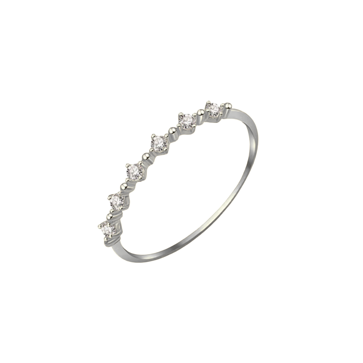 Ava Ring silver-tone delicate band with petite zircon stones