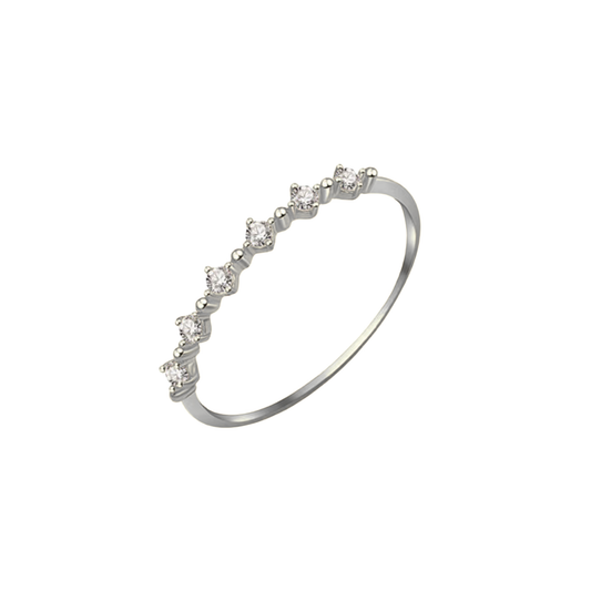 Ava Ring silver-tone delicate band with petite zircon stones