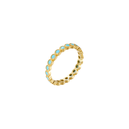 Capri gold ring with turquoise blue stone detailing