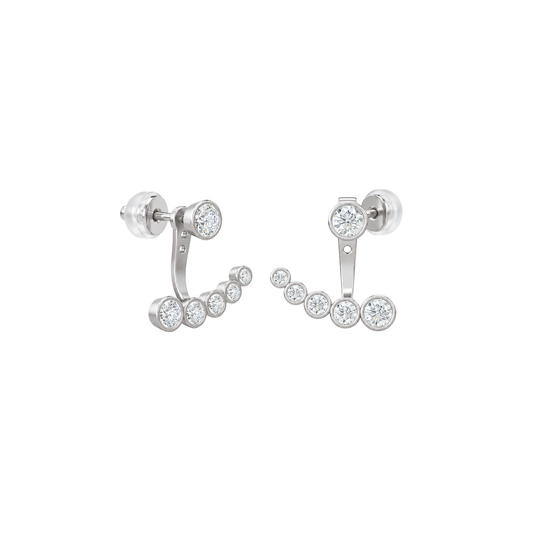 Cira Ear Jackets – Silver in 925 sterling silver with round clear-stone stud and graduated curved stone detail