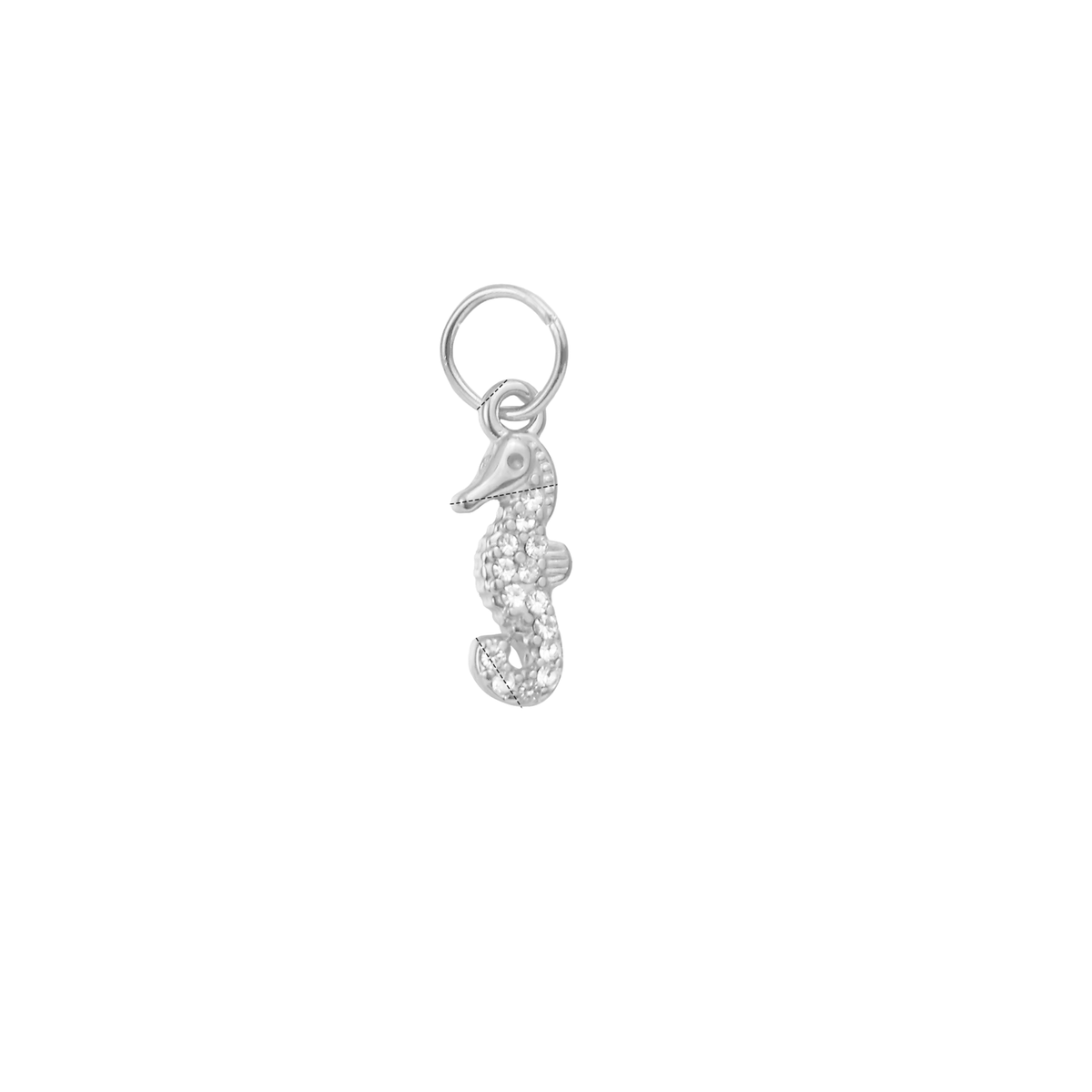 Coastal Sparkle Seahorse silver-tone stainless steel charm with clear crystal-style detailing