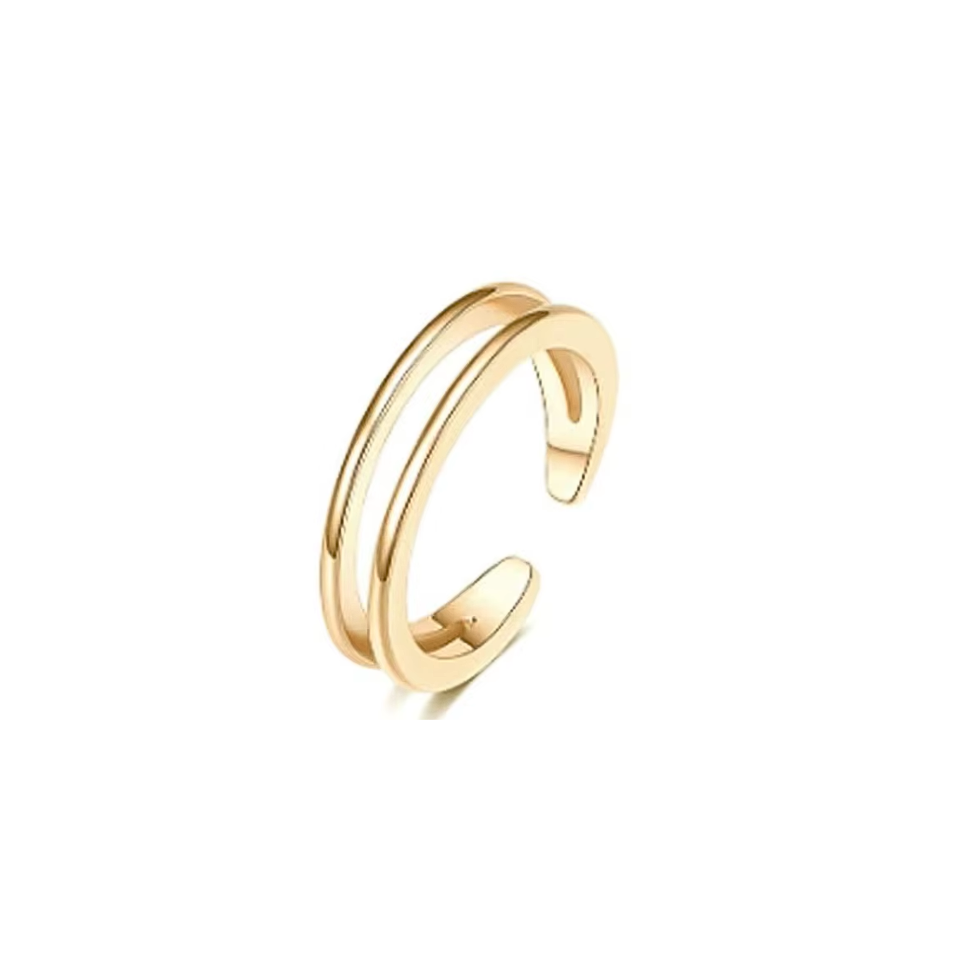 Gold double band coastal toe ring with open adjustable-style design