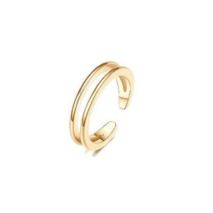 Gold double band coastal toe ring with open adjustable-style design