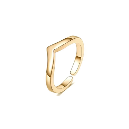 Gold wave coastal toe ring with smooth open adjustable-style design