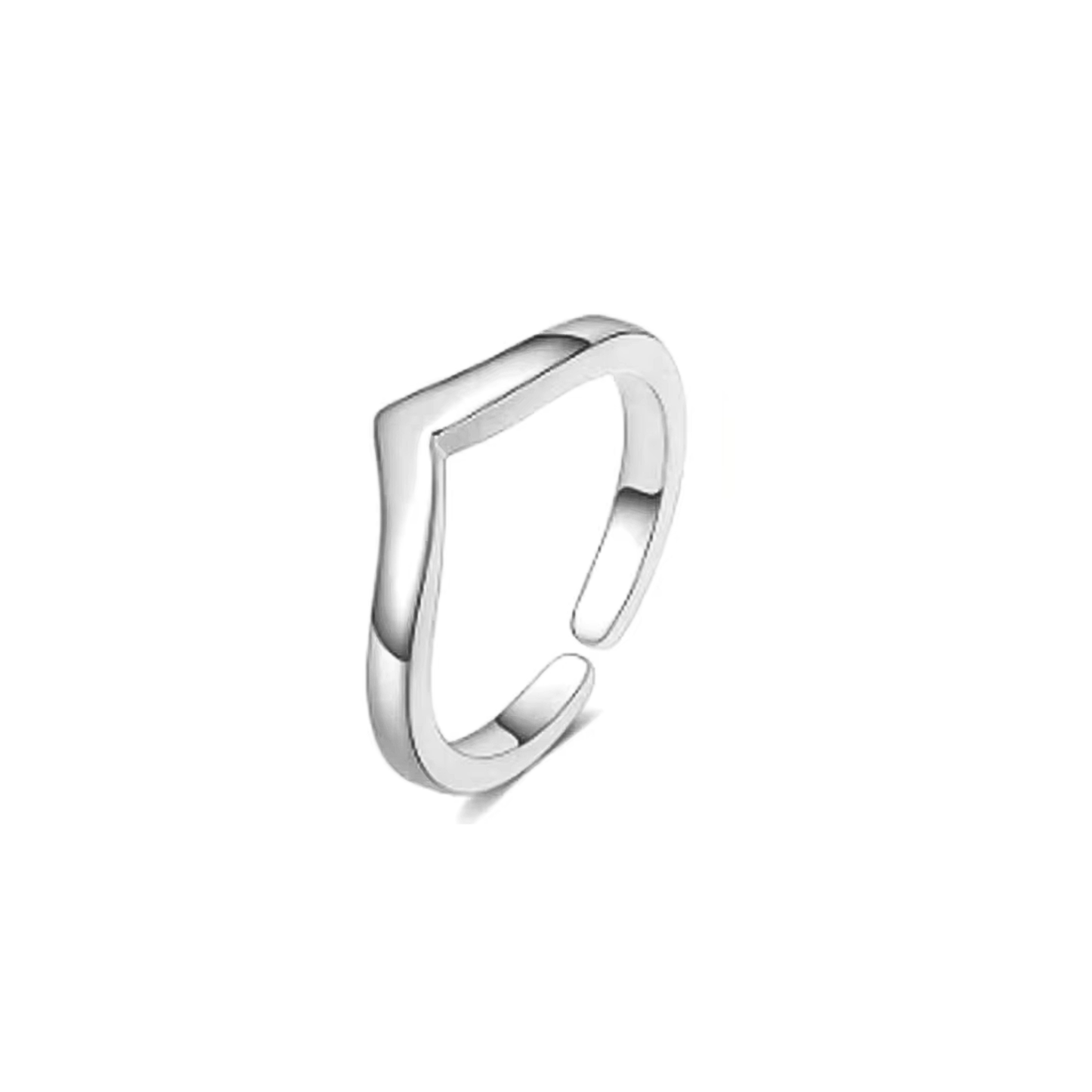 Silver wave coastal toe ring with smooth open adjustable-style design