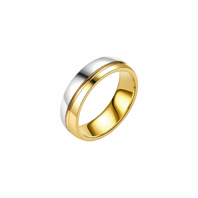 Nova two-tone gold and silver band ring with polished finish