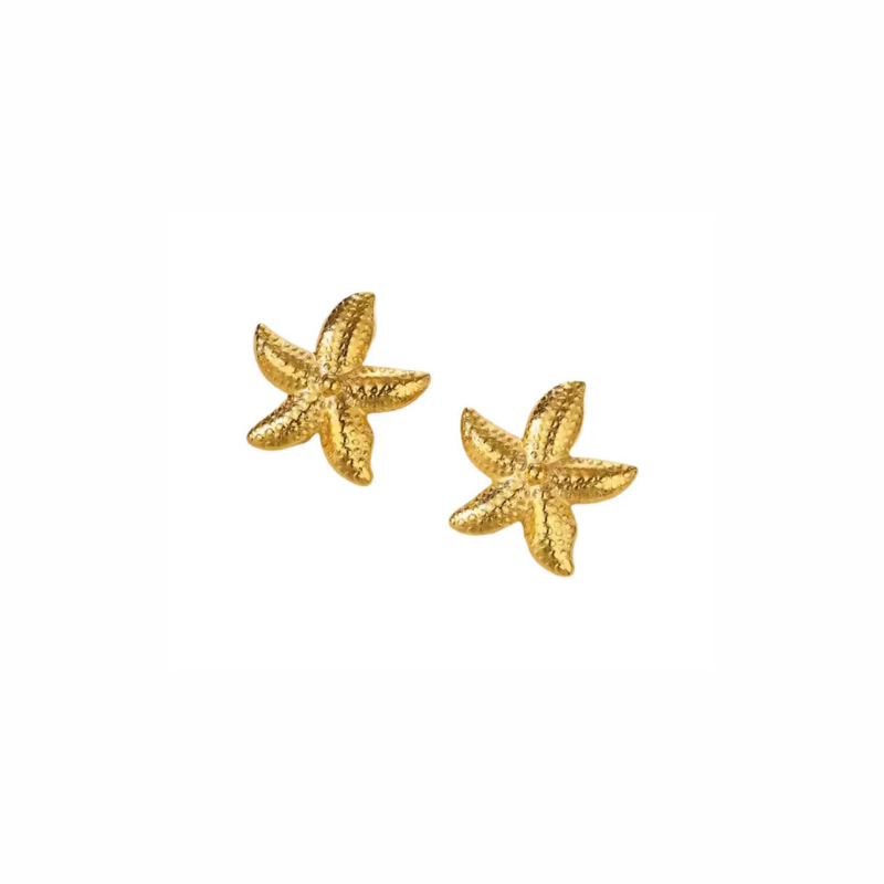 Alora gold starfish stud earrings with textured finish