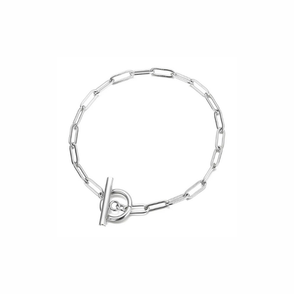 Zaya bracelet in silver with toggle clasp — waterproof and tarnish-resistant chain bracelet for stacking or wearing solo