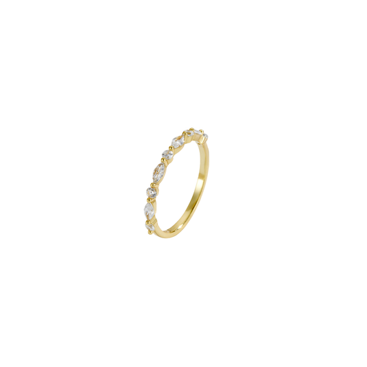 Celeste Ring by KJAYDE in gold over 925 sterling silver with marquise and round crystal detailing
