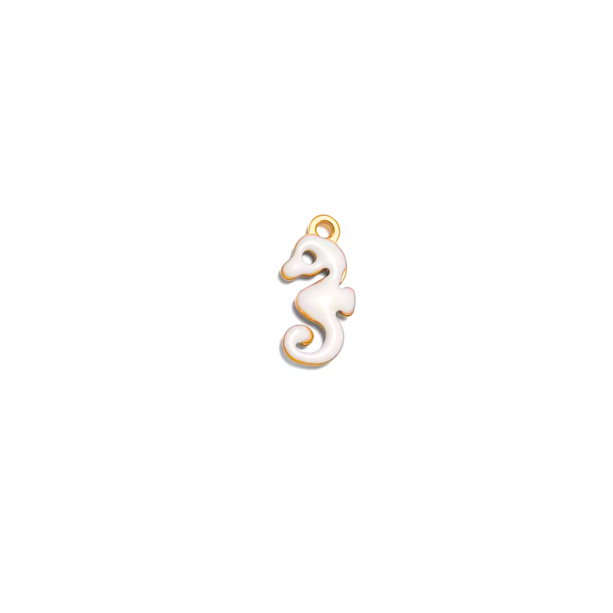 Coastal Friends Seahorse Charm by KJAYDE with white enamel and gold-tone finish