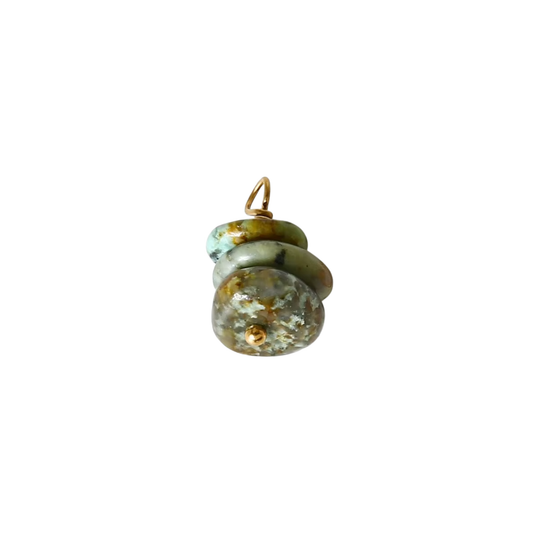 Coastal Stone Stack Charm by KJAYDE with stacked ocean green stone pieces and gold-tone detailing