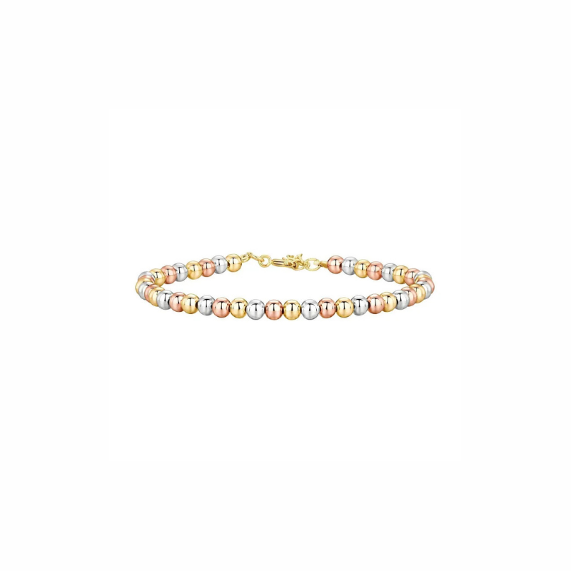 Coastline bracelet with tri-tone gold, silver, and rose beads, waterproof and tarnish-resistant, elegant jewellery for layering or gifting