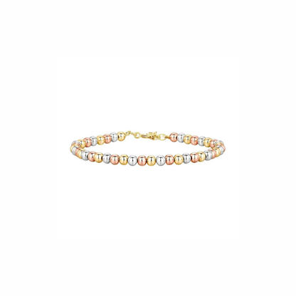 Coastline bracelet with tri-tone gold, silver, and rose beads, waterproof and tarnish-resistant, elegant jewellery for layering or gifting