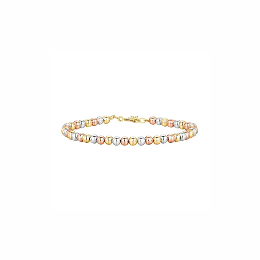 Coastline bracelet with tri-tone gold, silver, and rose beads, waterproof and tarnish-resistant, elegant jewellery for layering or gifting