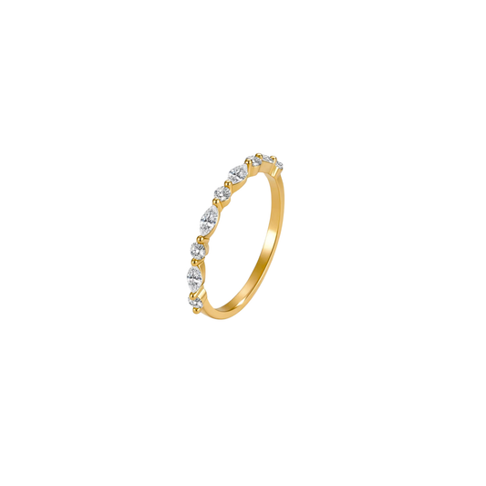 Premium Celeste Ring by KJAYDE in gold vermeil quality over 925 sterling silver with marquise and round crystal detailing