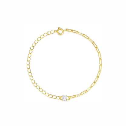 Venice gold bracelet with dainty chain and single crystal — waterproof and tarnish-resistant for everyday elegance
