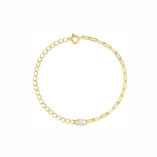 Venice gold bracelet with dainty chain and single crystal — waterproof and tarnish-resistant for everyday elegance