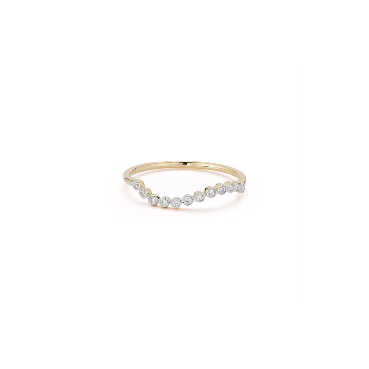Nila Ring – Gold in 925 sterling silver with a gold finish and petite clear stones set across a curved band