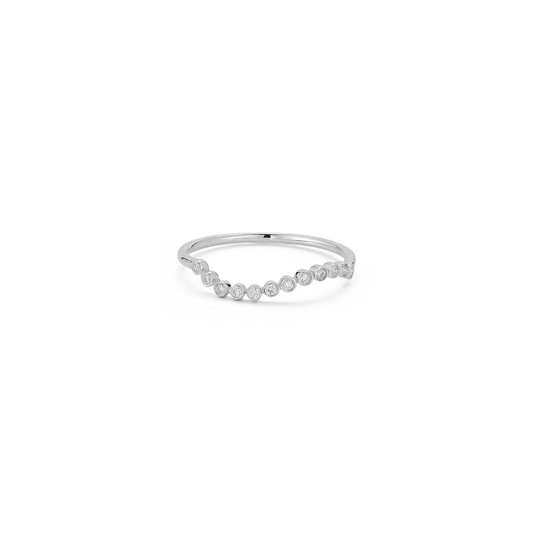 Nila Ring – Silver Premium Collection ring in genuine 925 sterling silver with petite clear stones set across a curved band