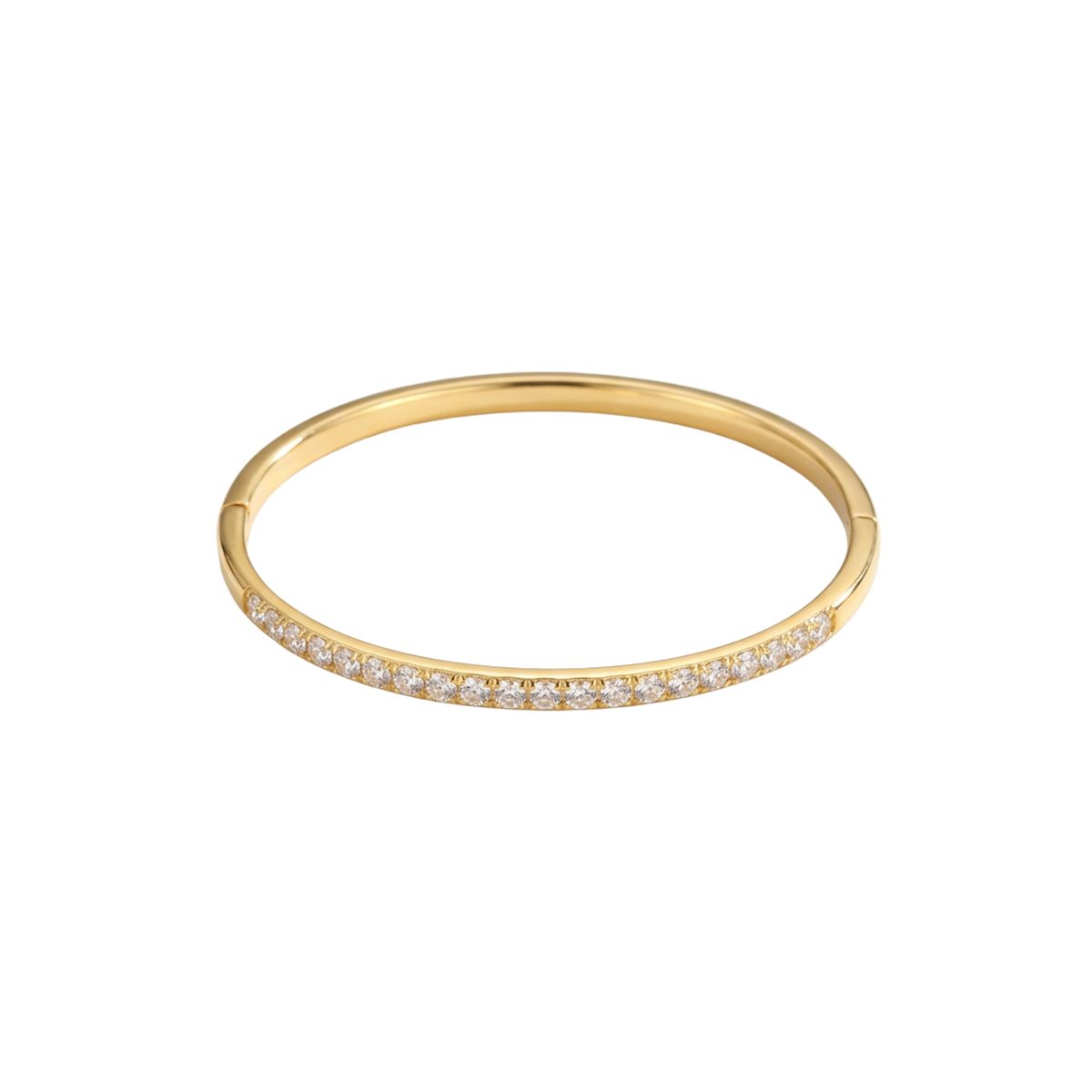 Ora Bangle gold-tone slim open bangle with clear crystal detailing across the front