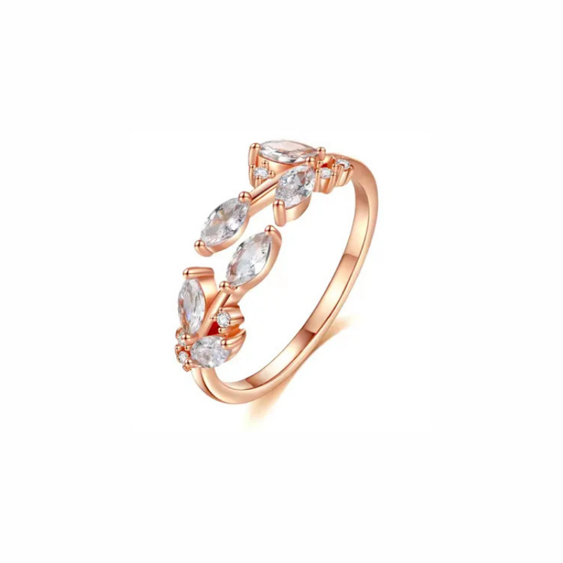 Piper rose gold vine cluster ring with marquise and round-cut stones